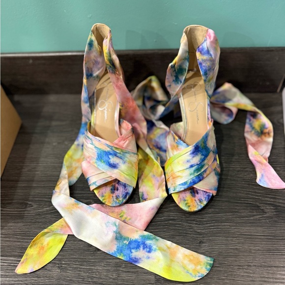 Jessica Simpson Shoes - Jessica Simpson Pastel Tie-Dye Wrap Heels